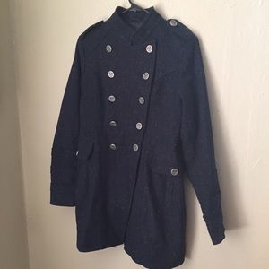 Blue Tweed Military Style Jacket